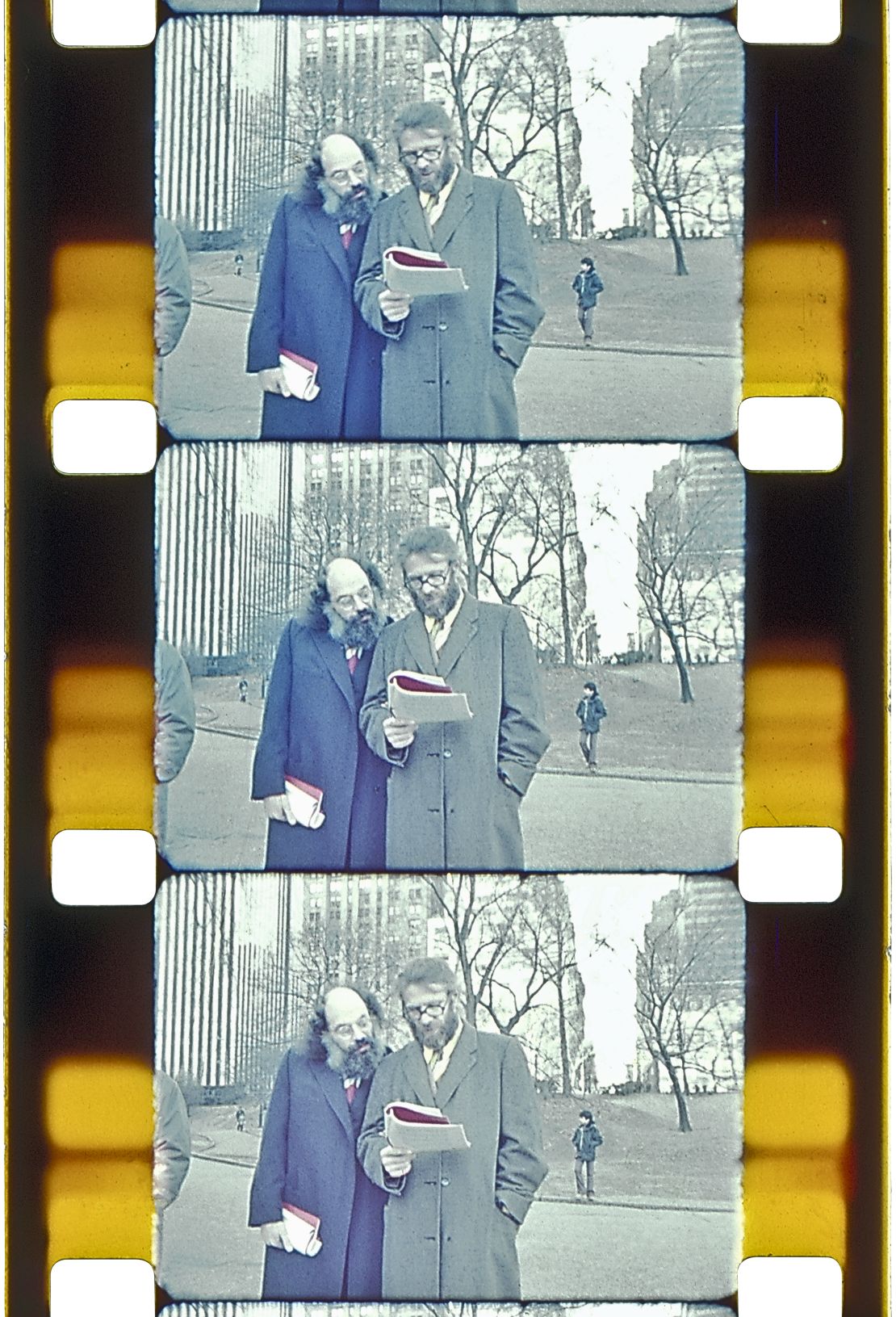 Poets Allen Ginsberg and Peter Orlovsky in Central park, c.1980.