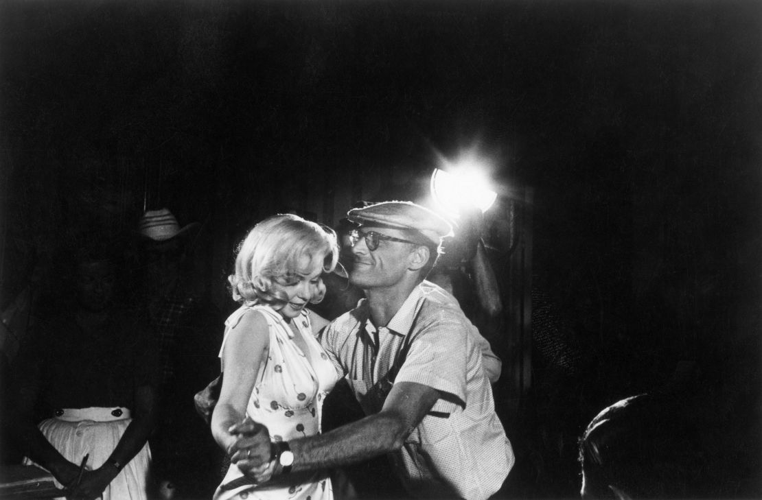 Arthur Miller and Marilyn Monroe on the set of "The Misfits" in 1961. 