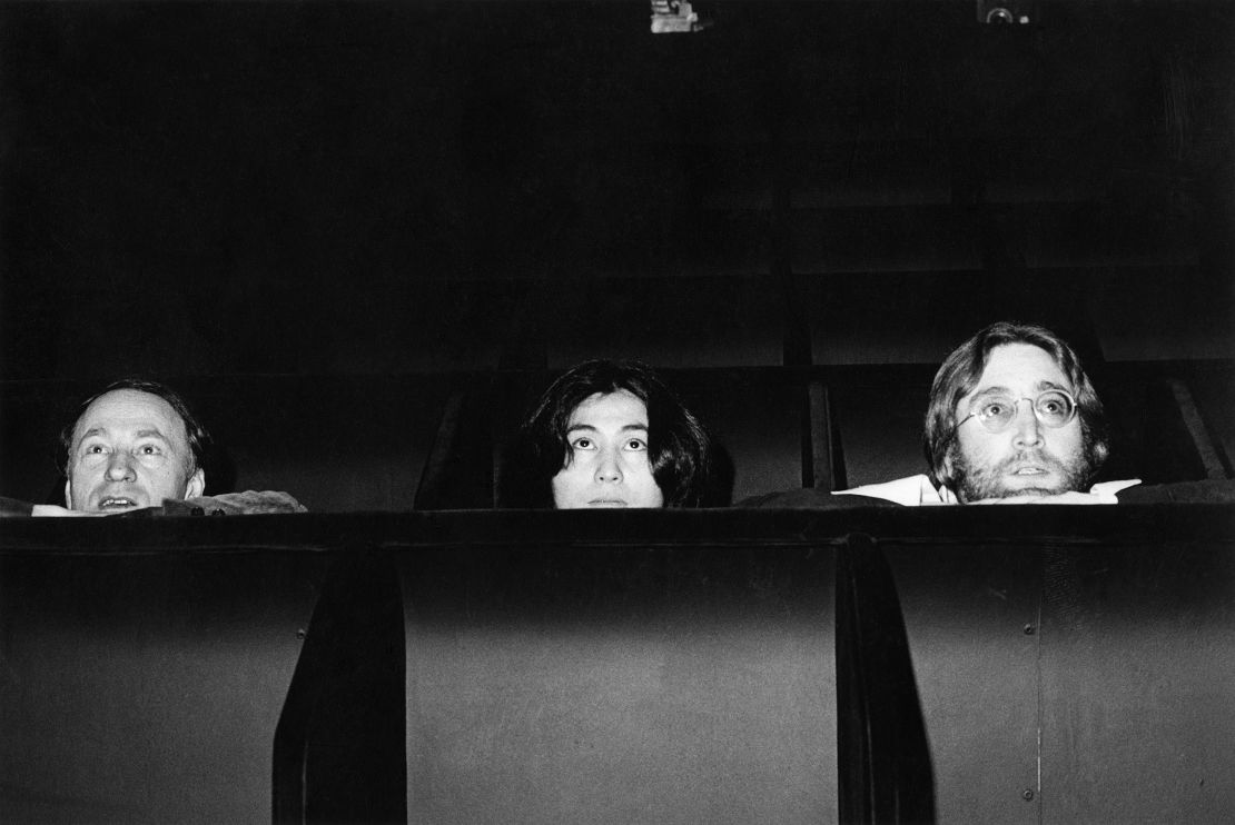 At the cinema: Jonas Mekas (left) with Yoko Ono and John Lennon.