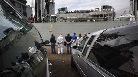 The Spanish vessel Calabria arrives in the harbor Sunday.