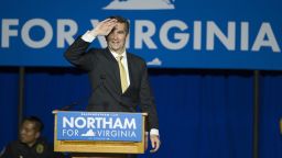 Virginia Democratic Lt. Gov. Ralph Northam waves to supporters as they celebrate his election at the Northam For Governor election night party at George Mason University in Fairfax, Va., Tuesday, Nov. 7, 2017. In Virginia's hard-fought contest, Northam defeated Republican Ed Gillespie. (AP Photo/Cliff Owen)