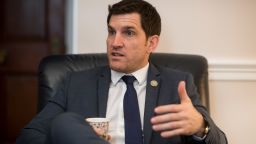 UNITED STATES - FEBRUARY 6: Rep. Scott Taylor, R-Va., speaks to a reporter in his office on Feb. 6, 2017. (Photo By Bill Clark/CQ Roll Call)