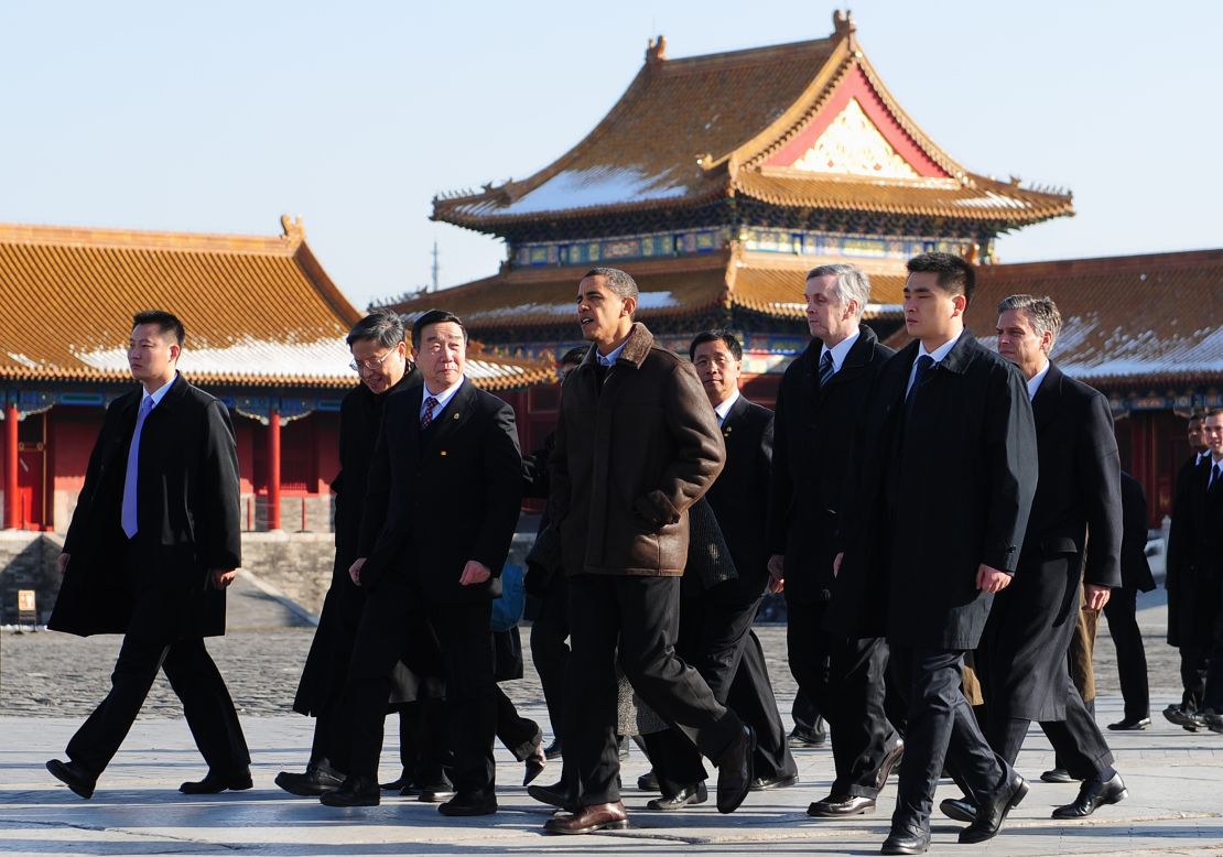 Then US President Barack Obama tours the Forbidden City in 2009.