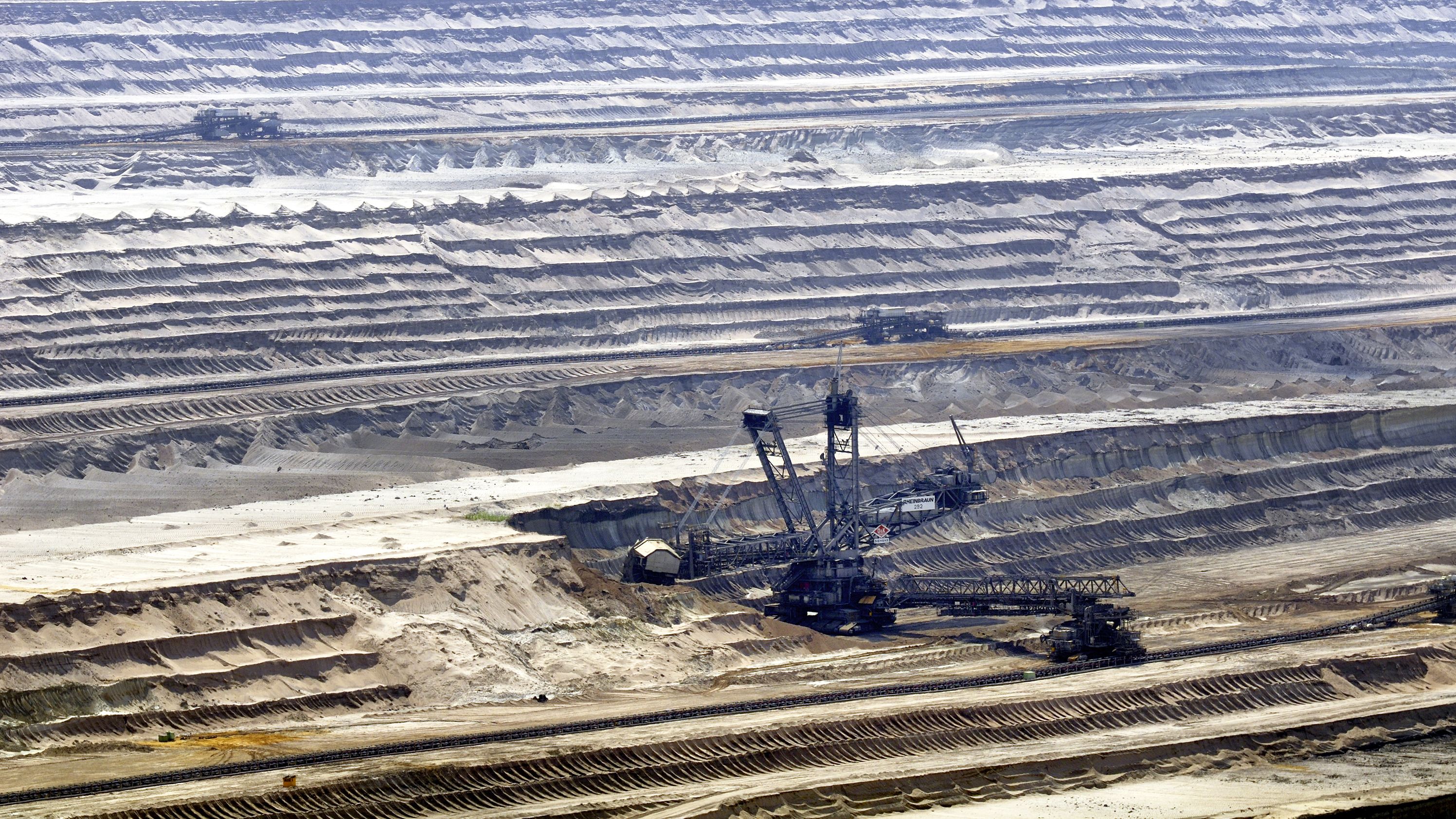 Excavators work in the Hambach coal mine.