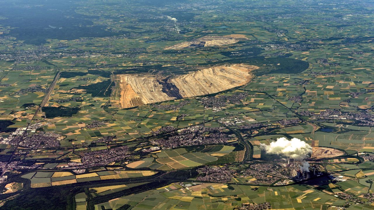 An aerial view of the lignite mine on the edge of Hambach Forest (file photo).  