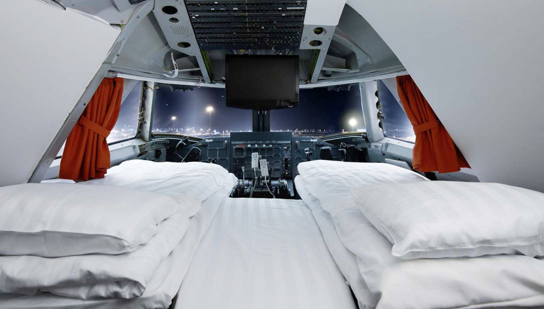 <strong>Jumbo Stay, Stockholm Arlanda Airport: </strong>The best of Jumbo Stay's 29 rooms is the Cockpit suite, with a private bathroom, 270-degree runway views and hundreds of buttons and levers to press on the instrument panel.