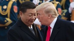 China's President Xi Jinping (L) and US President Donald Trump attend a welcome ceremony at the Great Hall of the People in Beijing on November 9, 2017.  / AFP PHOTO / NICOLAS ASFOURI        (Photo credit should read NICOLAS ASFOURI/AFP/Getty Images)