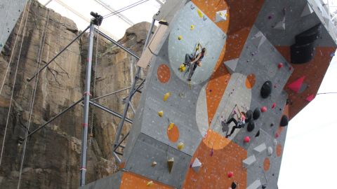 The Edinburgh International Climbing Arena, which hosted the event, is one the largest indoor climbing centers in the world. 