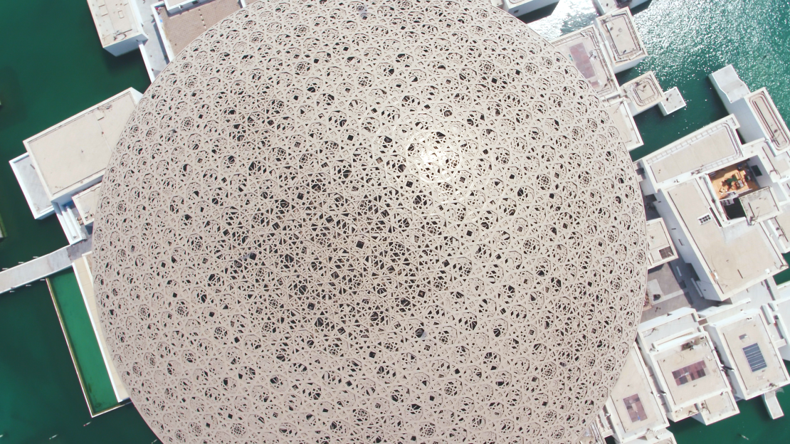 View of the Louvre Abu Dhabi from above.