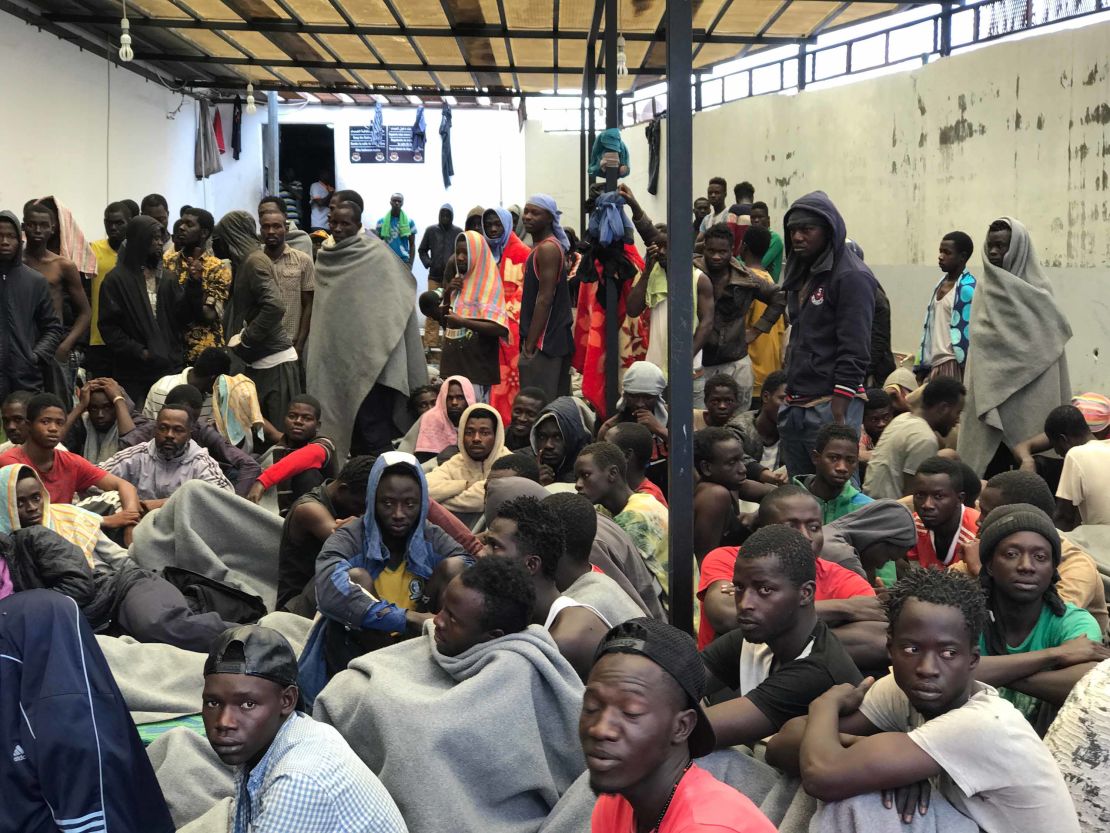 The Treeq Alsika Migrant Detention Center in Tripoli, where some migrants are held by Libyan authorities before they are repatriated. 