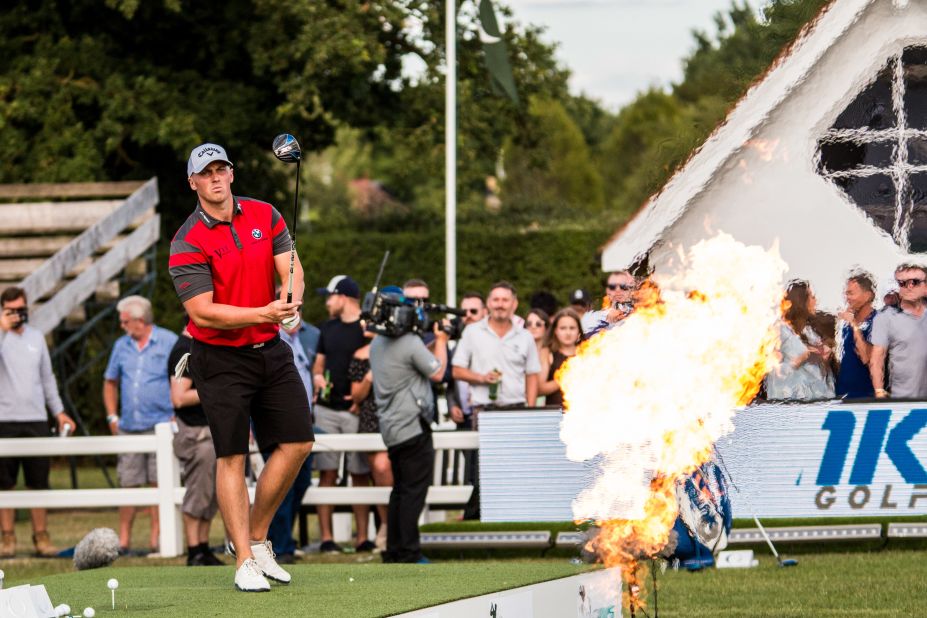 Britain's Joe Miller sizes up a drive at a Long Drive World Series event in the UK earlier this year. Miller is a another huge figure on the long drive circuit. The European-based Long Drive World Series, which both he and Allen compete on, is planning to stage 10 events in 2018.  