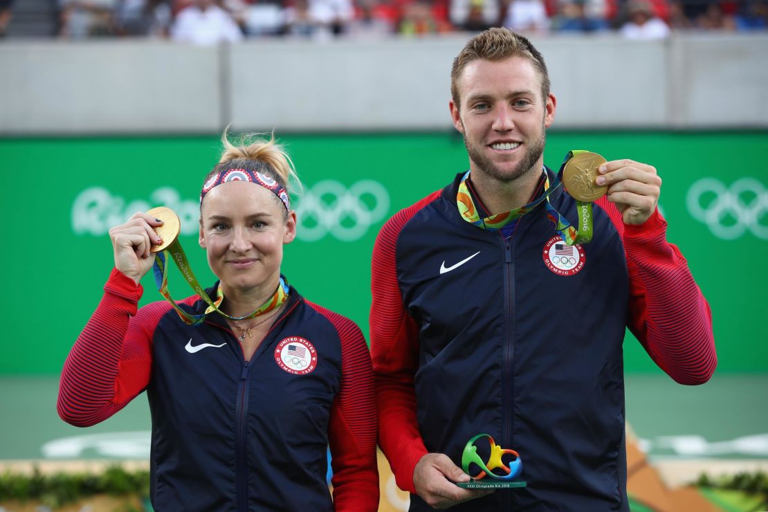 Jack Sock & Bethanie Mattek-Sands won gold for the U.S. in the mixed doubles at the 2016 Rio Olympics (Photo by Clive Brunskill/Getty Images)