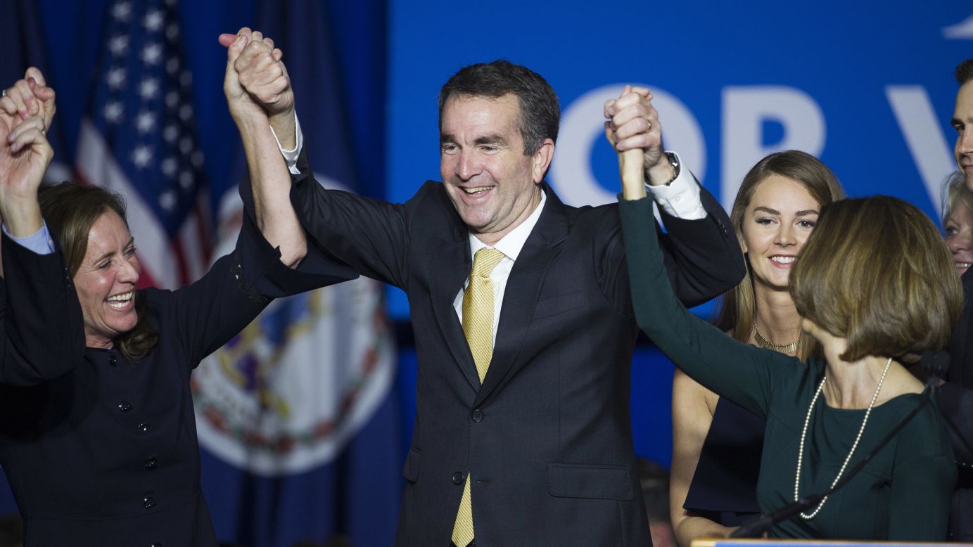 Ralph Northam celebrates after winning Virginia's gubernatorial race on Tuesday, November 7. The Democrat defeated Ed Gillespie to succeed Gov. Terry McAuliffe. <a href="http://www.cnn.com/2017/11/07/politics/2017-us-election-highlights/index.html" target="_blank">Election 2017: Democrats sweep in Virginia, New Jersey</a>