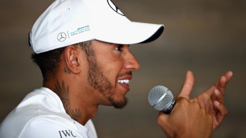 Lewis Hamilton addresses the media in Sao Paulo ahead of Sunday's Brazilian Grand Prix