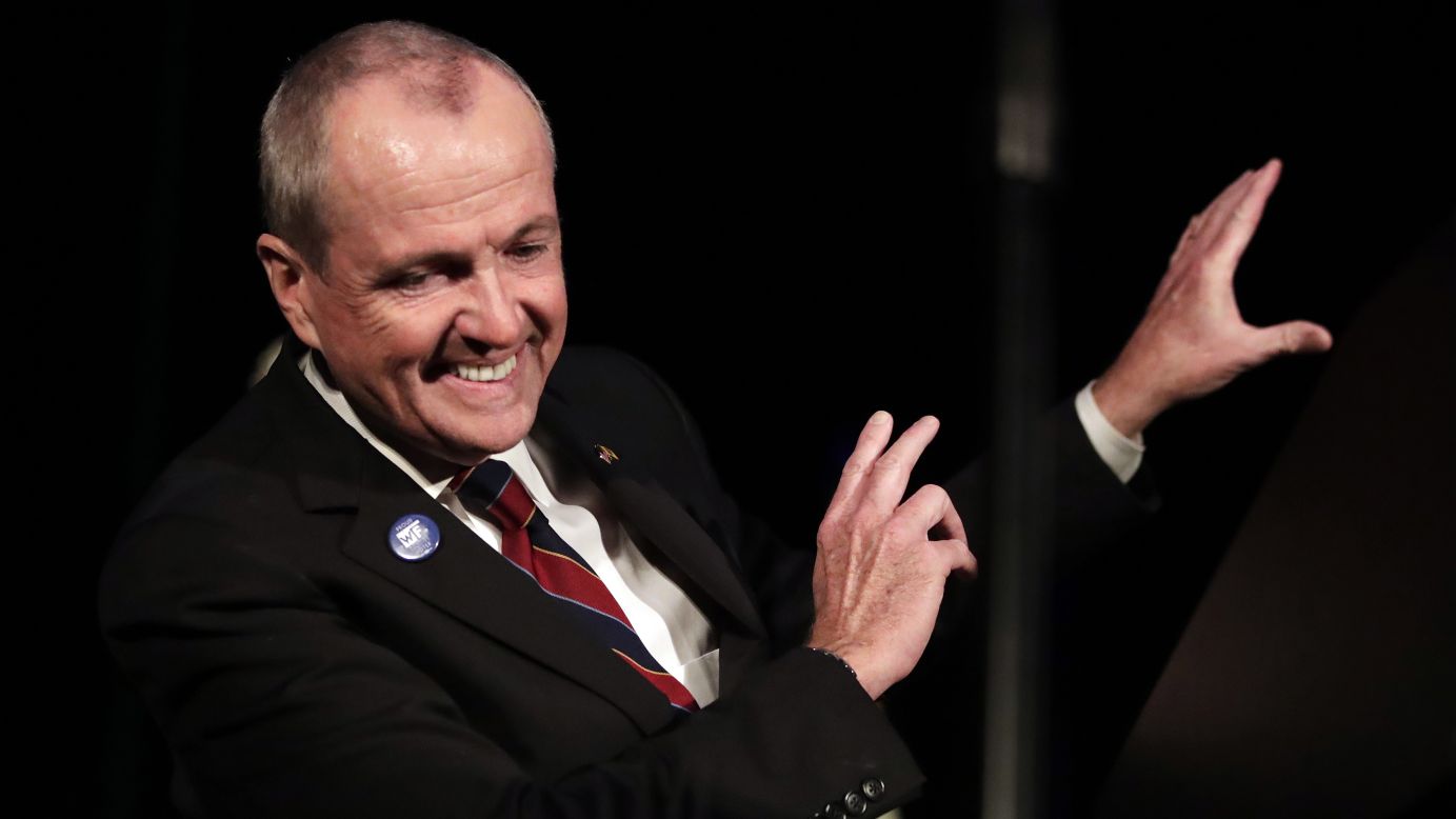 Phil Murphy celebrates after winning New Jersey's gubernatorial race on Tuesday, November 7. <a href="http://www.cnn.com/2017/11/07/politics/2017-us-election-highlights/index.html" target="_blank">Murphy's win</a> will return the state to Democratic control after eight years under Republican Gov. Chris Christie.