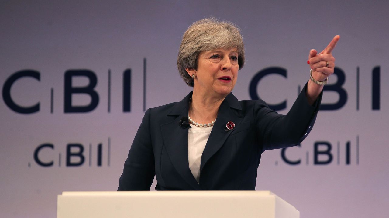 UK Prime Minister Theresa May addresses delegates at the annual Confederation of British Industry conference in London this week.