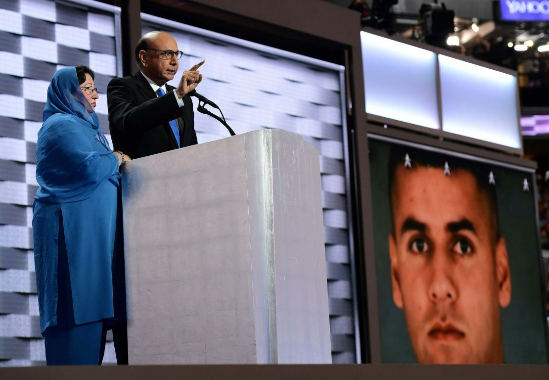 As their son's portrait flashed across the screen, Khizr and Ghazala Khan famously took on Donald Trump at the 2016 Democratic convention.