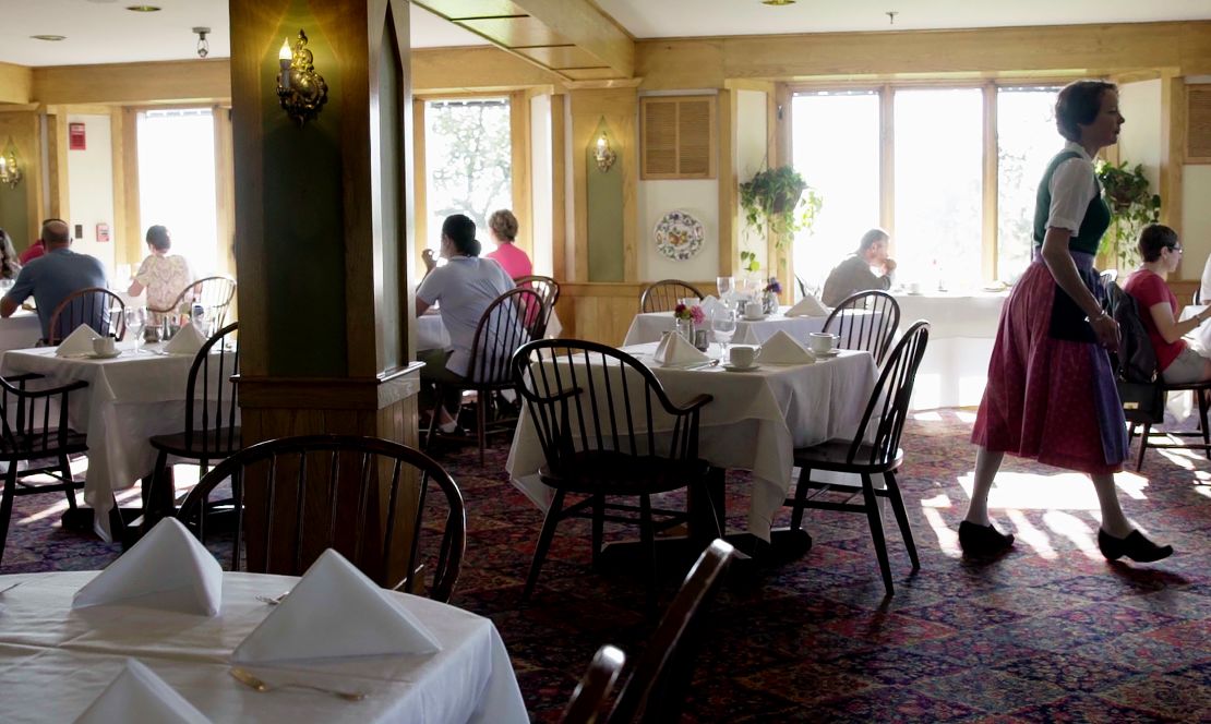 Waitstaff still wear traditional Austrian costumes in the main dining room. 