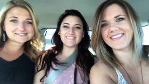 From left Hillary Kane, Samantha Carranza and Lacey Tucker. Tucker used Facebook to find the people who helped the three women during the Las Vegas shooting.