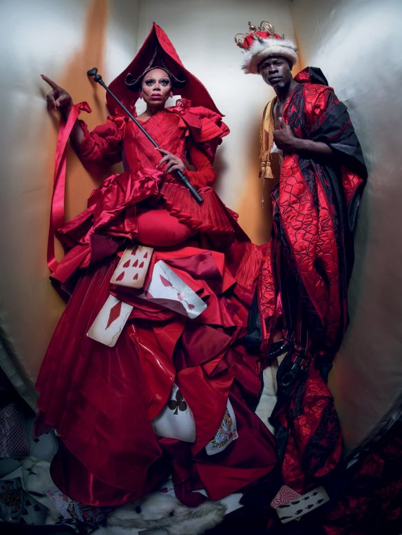 RuPaul and Djimon Hounsou as the Queen and King of Hearts