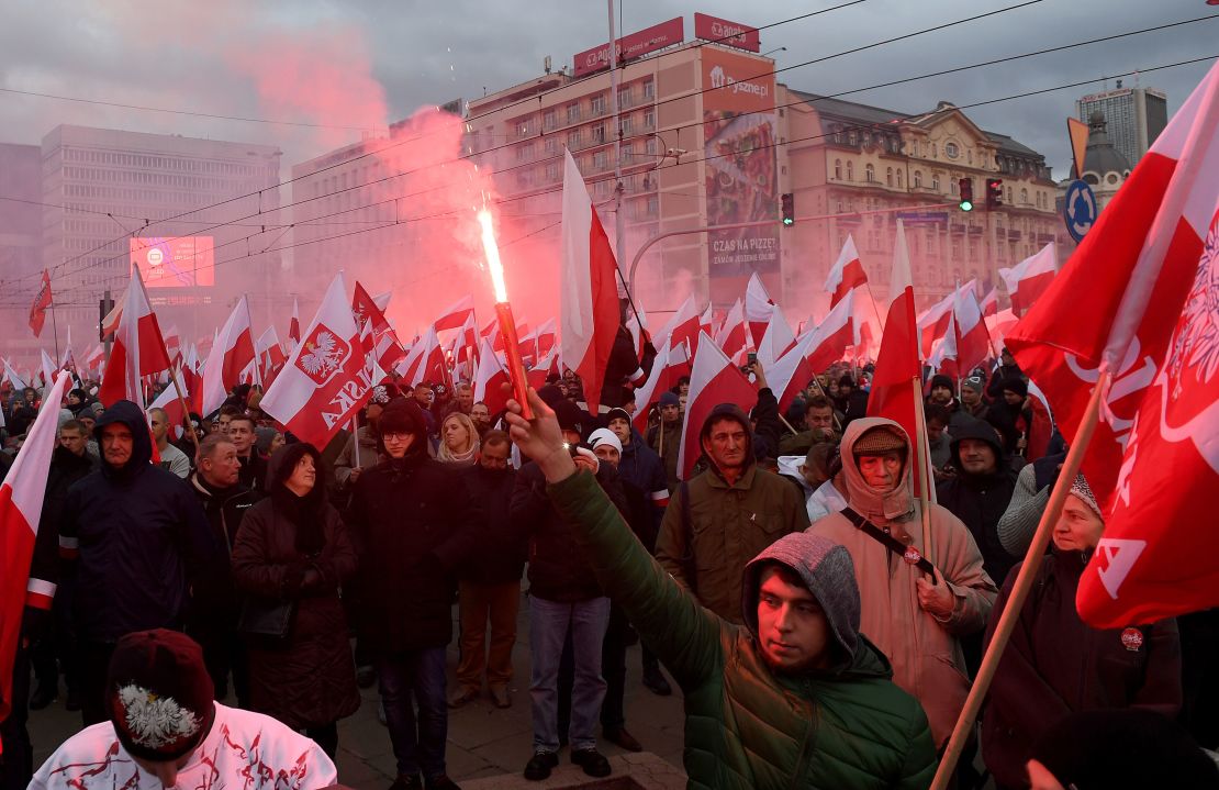 Demonstrators disrupted the march.