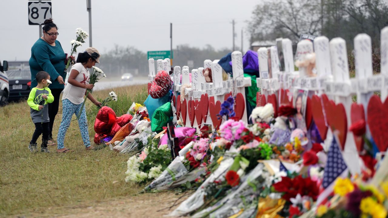 A makeshift memorial set up near the church.