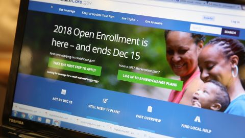 MIAMI, FL - NOVEMBER 01: A computer screen shows the enrollment page for the Affordable Care Act on November 1, 2017 in Miami, Florida. The open enrollment period to sign up for a health plan under the Affordable Care Act started today and runs until Dec. 15.  (Photo by Joe Raedle/Getty Images)