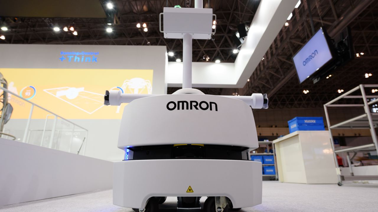 Omron's artificial intelligence (AI) Automatic Transportation Mobile Robot at CEATEC.