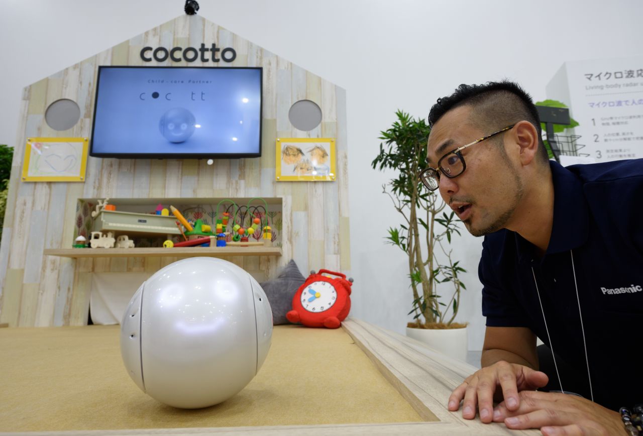 Panasonic's Cocotto social robot for children has been billed as the perfect babysitter for children. 