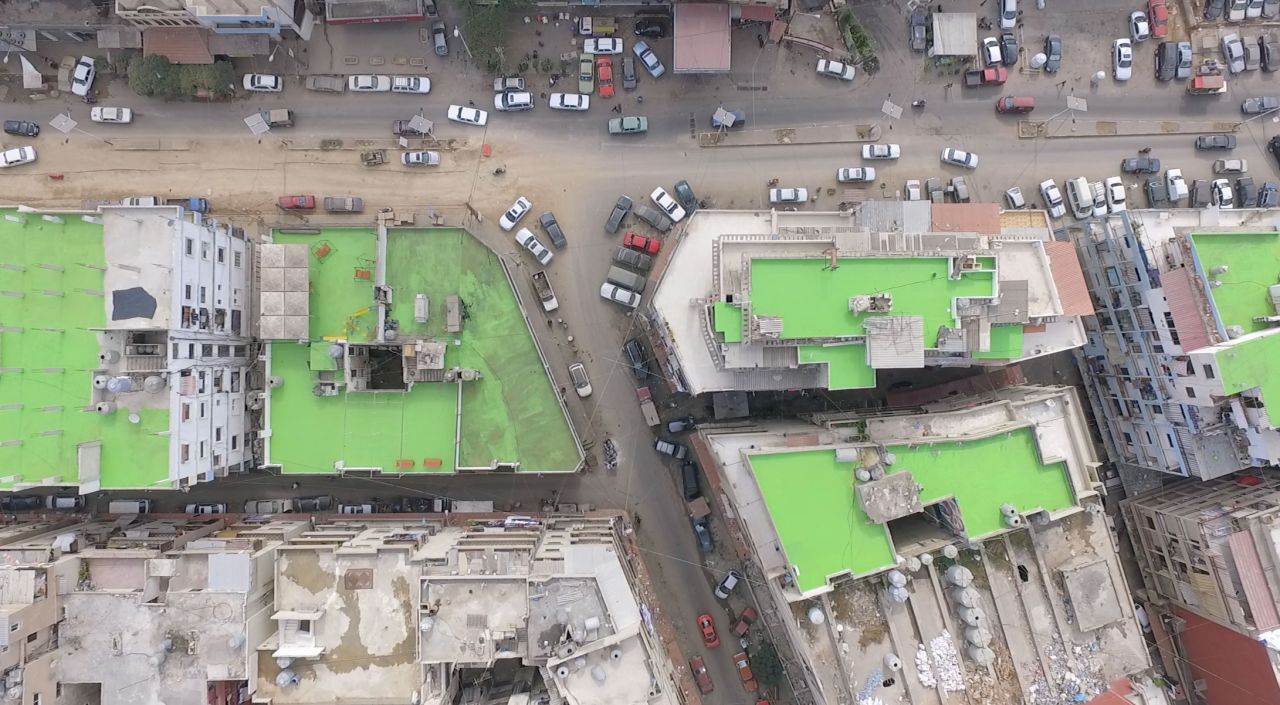 A birds eye view of Operation Salam during painting.