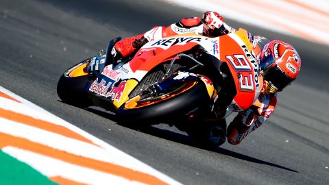 Marc Marquez on track at Sunday's MotoGP title-decider in Valencia. 