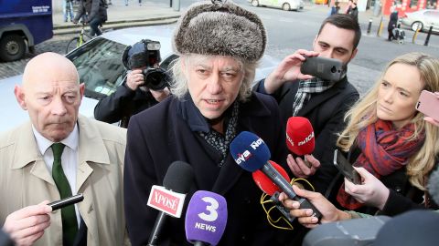 Geldof arrives at Dublin City Hall to return his award Monday.