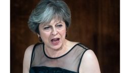 Britain's Prime Minister Theresa May accuses Russia of meddling in elections in a speech Monday. 