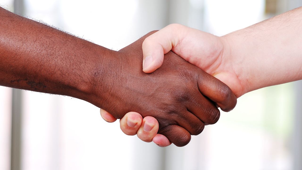 black white handshake STOCK