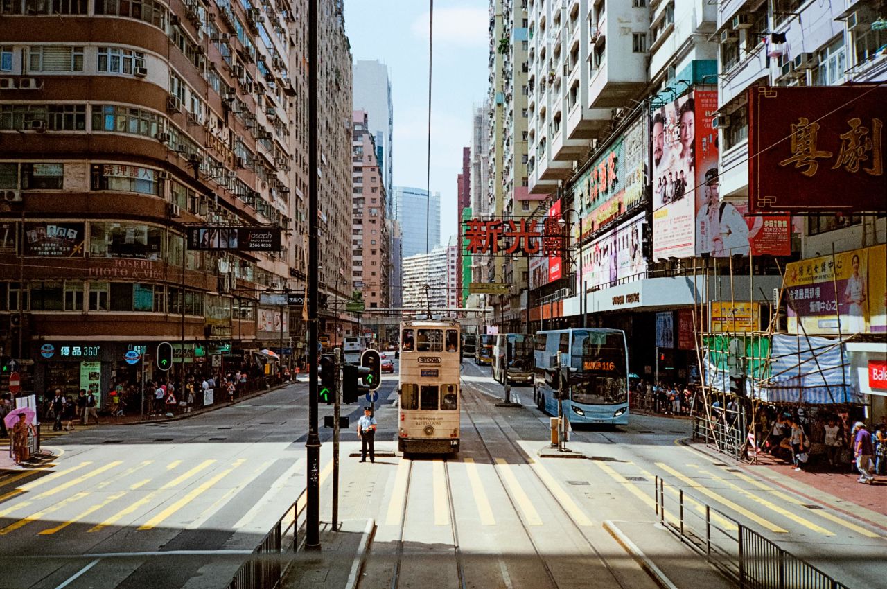 <strong>Sounds of Hong Kong:</strong> "I work with an audio-visual magazine called Maekan, and we wanted to create a sound journey through various cities, going around and capturing sounds and producing a track of them," photographer Christopher Lim tells CNN. "We took the tram from one end of Hong Kong Island to the other. From the top of the tram, we stopped and I wanted to capture the street scene below, especially the policeman in the light."