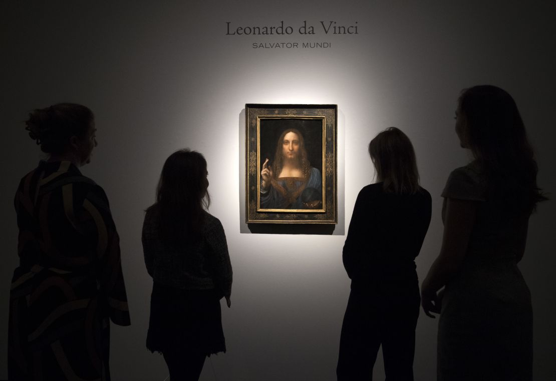 "Salvator Mundi" on display in London before being auctioned at Christie's New York last year.