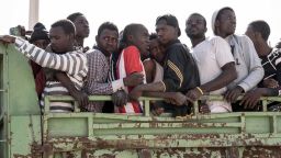 Illegal immigrants being transported to a Libyan detention center in June