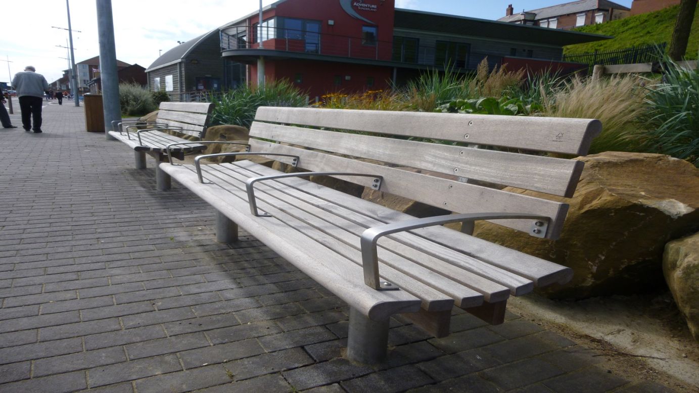 Also a Factory Furniture design, the <a href="http://www.factoryfurniture.co.uk/scroll-seat/" target="_blank" target="_blank">Scroll Seat</a> has been installed across the UK. Its armrests make it impossible to lie down.