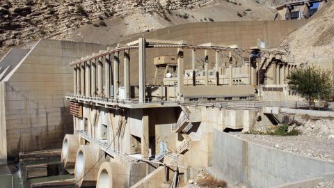 A general view shows a dam in the mountainous town of Darbandikhan in Iraqi Kurdistan.
