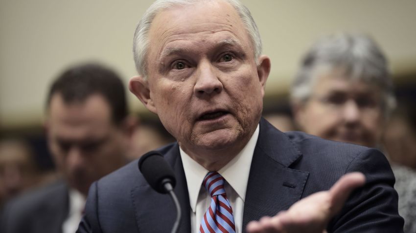 US Attorney General Jeff Sessions testifies before a House Judiciary Committee hearing on November 14, 2017, in Washington, DC.
Sessions vowed Tuesday to decide quickly on whether to appoint a special prosecutor to investigate Hillary Clinton's alleged mishandling of classified materials. / AFP PHOTO / Brendan SMIALOWSKI (Photo credit should read BRENDAN SMIALOWSKI/AFP/Getty Images)