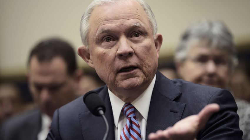 US Attorney General Jeff Sessions testifies before a House Judiciary Committee hearing on November 14, 2017, in Washington, DC.
Sessions vowed Tuesday to decide quickly on whether to appoint a special prosecutor to investigate Hillary Clinton's alleged mishandling of classified materials. / AFP PHOTO / Brendan SMIALOWSKI        (Photo credit should read BRENDAN SMIALOWSKI/AFP/Getty Images)