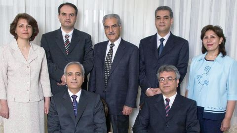 Sabet, right, with the other six Baha'i leaders who were arrested and jailed for 10 years.