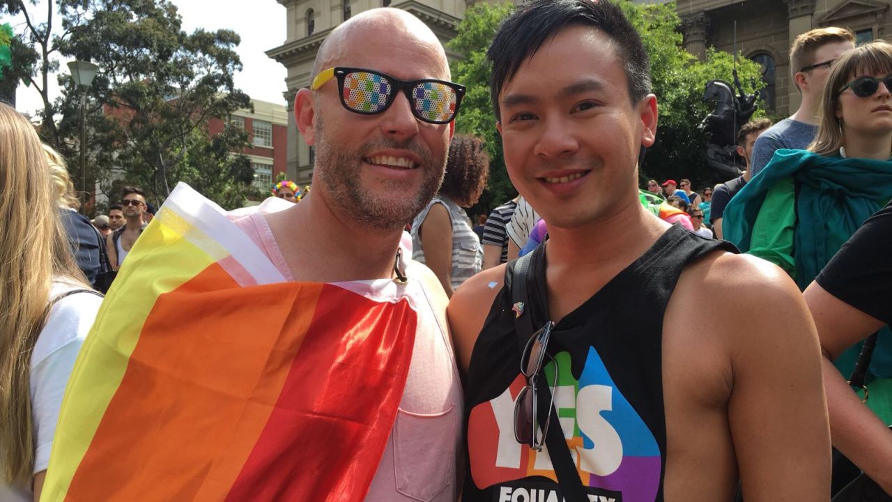 Brad Irvine, 45, and Paul Nguyen 30, have been together 14 months. "We were expecting a yes result but you just don't know. It was emotional as a couple as it's been a messed up time going through this whole thing," they told CNN.