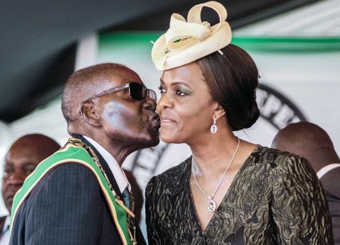 Mugabe kisses his wife during Independence Day celebrations in April 2017. In early November, the<a href="http://edition.cnn.com/2017/11/07/africa/zimbabwe-mugabe-vice-president-mnangagwa/index.html" target="_blank"> sacking of Mugabe's longtime ally and vice president, Emmerson Mnangagwa,</a> was seen as a move to potentially clear the way for Grace Mugabe to succeed her 93-year-old husband.
