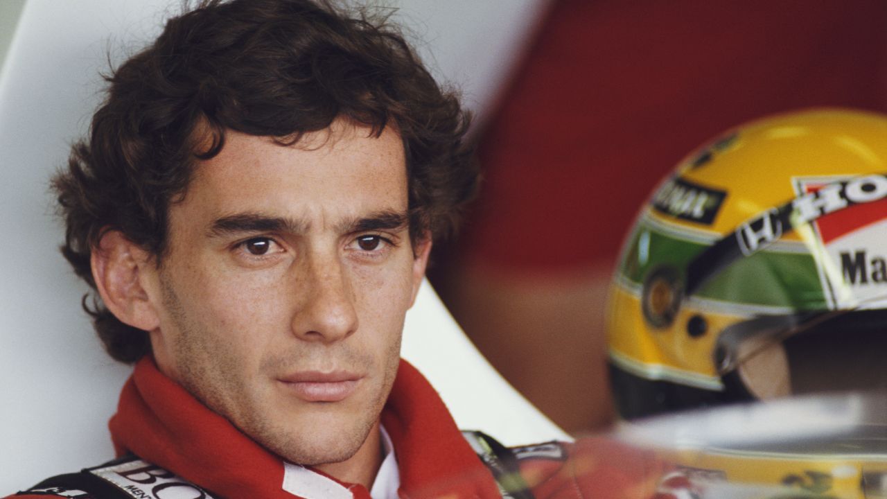 Portrait of Ayrton Senna of Brazil as he sits aboard the #1 Honda Marlboro McLaren McLaren MP4/5 Honda V10 during practice for the Hungarian Grand Prix on 12 August 1989 at the Hungaroring Circuit, Budapest, Hungary. (Photo by Pascal Rondeau/Getty Images)