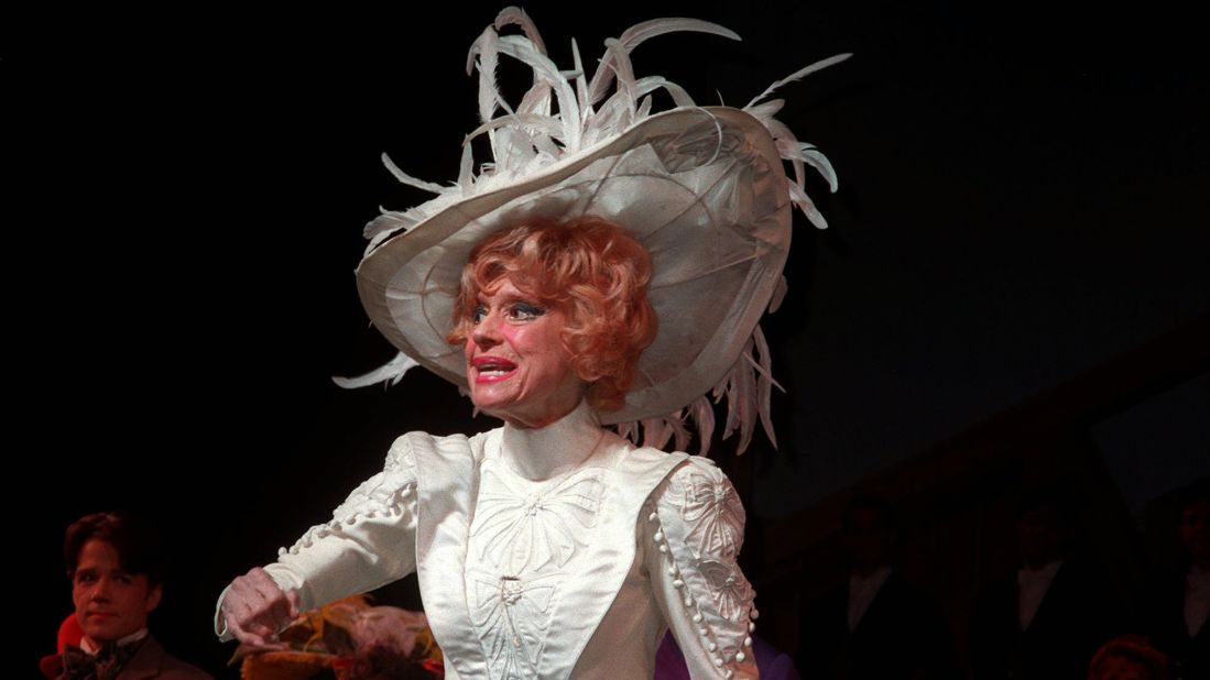 Channing thanks the audience in a curtain call after a performance during a revival of "Hello, Dolly!" in New York in January 1996. She reprised the role in multiple productions over the decades. Here, she was celebrating her 4,500 performance of the legendary show.