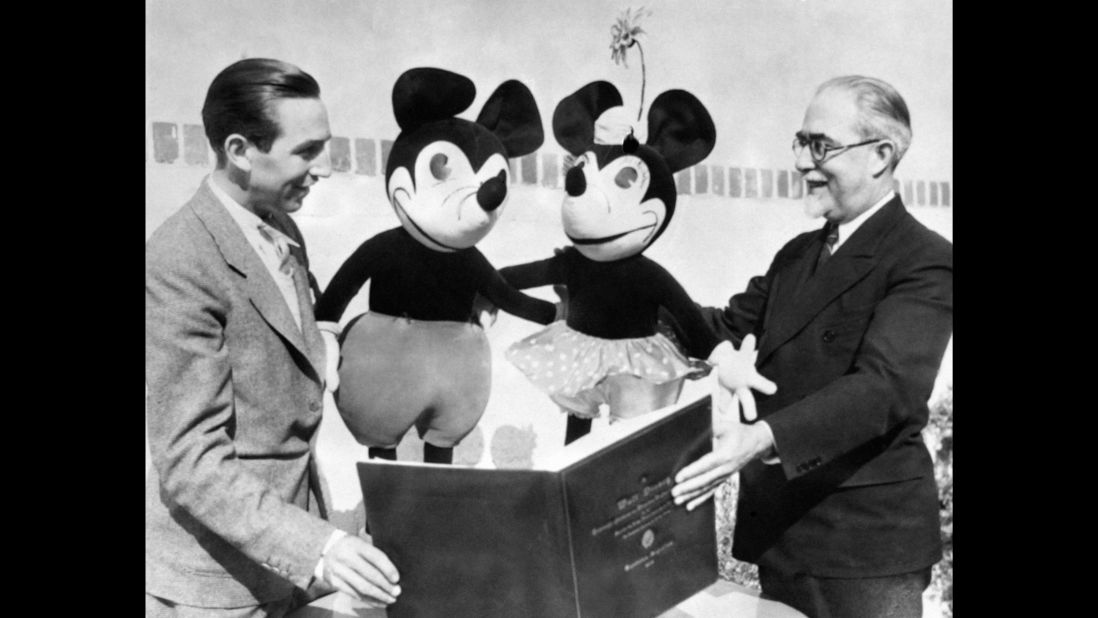 Walt Disney showcases Mickey Mouse.