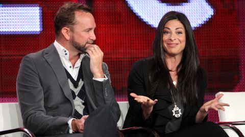 Stylists Clinton Kelly (L) and Stacy London of "What Not To Wear" speak during the TLC portion of the 2010 Television Critics Association Press Tour at the Langham Hotel on January 14, 2010 in Pasadena, California. 