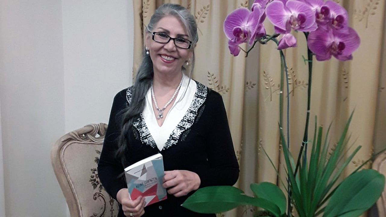 Sabet at her Tehran home in a recent photograph taken after her release.
