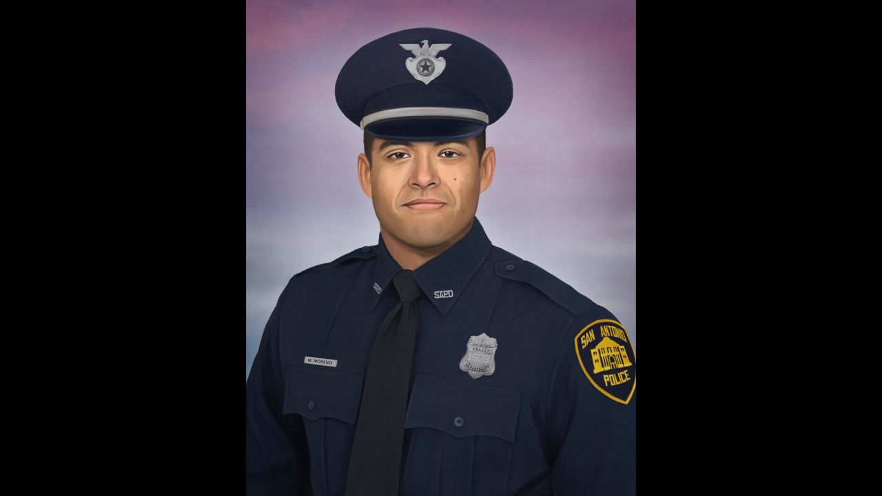 San Antonio Officer Miguel Moreno was shot and killed last June in Texas while investigating a vehicle break-in.